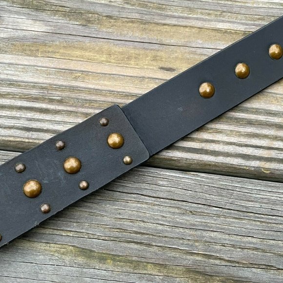 LODIS Belt Women Waistband Black Genuine Leather studded copper 1291ANNA size M - Picture 6 of 12